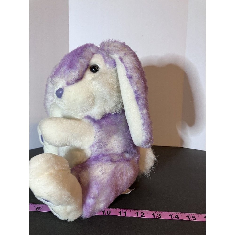 VTG T L Toys Frosted Lavender Easter Bunny Soft Plush Stuffed Leather Feet Nose - Picture 9 of 16